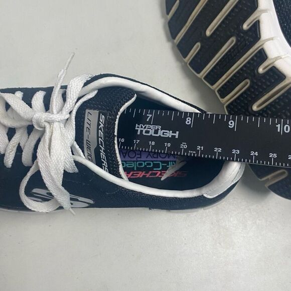 SKECHERS Women’s Air Cooled Memory Foam Black & White Lite Weight Athletic Shoes - Picture 7 of 12